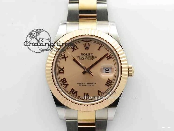 MiroTime 1218 Sleek DateJust II 41mm SS RG BP Maker Best Edition RG Roman Dial On SS RG Bracelet SA 3711